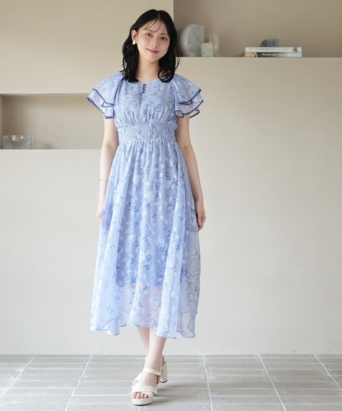 ASTORIA ODIER（アストリアオディール）の「オパール花柄ワンピース（ワンピース・レディース・ホワイト/ブルー・MEDIUM）」の10枚目の写真