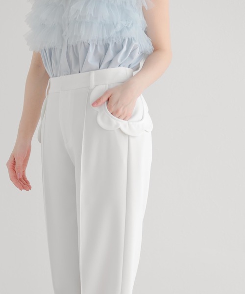 フィットモア　スカラップパンツ　定価7990円 ポケットスカラップワイドパンツ（スラックス）｜Fit more