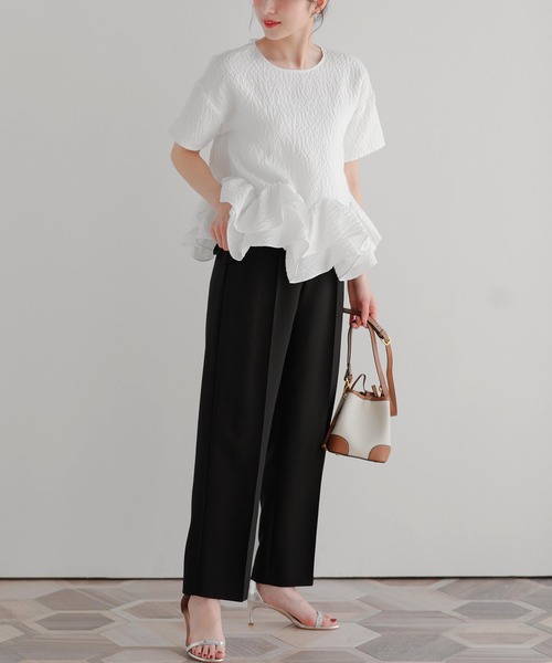 Fit more（フィットモア）の「ポケットスカラップワイドパンツ（スラックス・レディース・ブラック/ホワイト/ピンク・PS/S/M）」の21枚目の写真