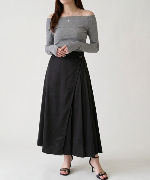 Per sist ence(パーシエンス)の「ツイルラッププリーツスカート(スカート・レディース・ベージュ/ブラック/カーキ・ONE SIZE)」の5枚目の写真