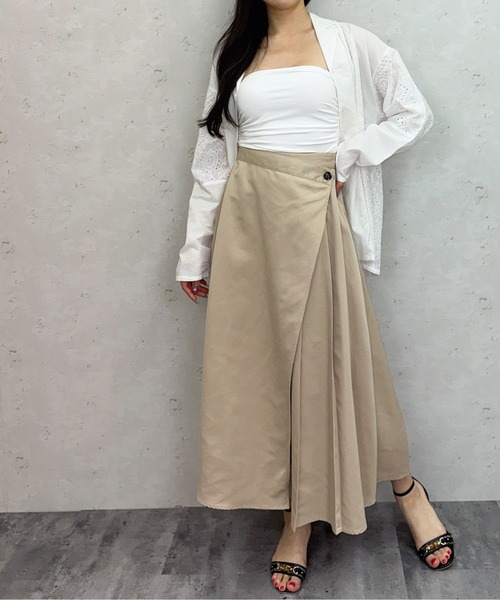 Per sist ence(パーシエンス)の「ツイルラッププリーツスカート(スカート・レディース・ベージュ/ブラック/カーキ・ONE SIZE)」の10枚目の写真