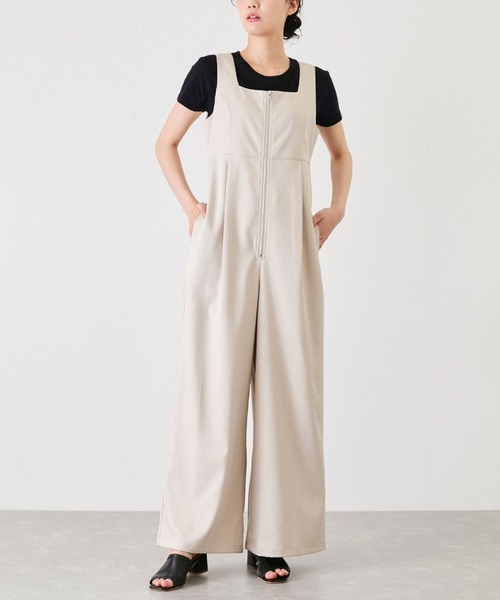 Jayro(ジャイロ)の「【EC限定】フロントジップサロペット(サロペット/オーバーオール・レディース・チャコールグレー/グレー/ブラウン系その他2/ベージュ・M)」の2枚目の写真