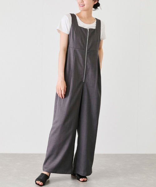 Jayro(ジャイロ)の「【EC限定】フロントジップサロペット(サロペット/オーバーオール・レディース・チャコールグレー/グレー/ブラウン系その他2/ベージュ・M)」の1枚目の写真