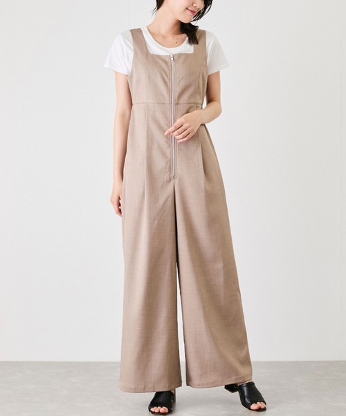 Jayro(ジャイロ)の「【EC限定】フロントジップサロペット(サロペット/オーバーオール・レディース・チャコールグレー/グレー/ブラウン系その他2/ベージュ・M)」の4枚目の写真