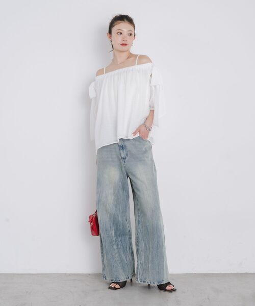 kivi（キヴィ）の「offshoulderribbonBL（シャツ/ブラウス・レディース・ブラック/オフホワイト/ブルー・FREE）」の20枚目の写真