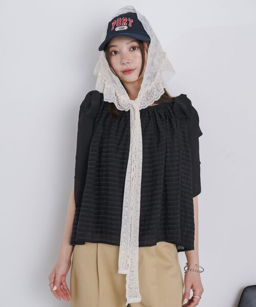 kivi（キヴィ）の「offshoulderribbonBL（シャツ/ブラウス・レディース・ブラック/オフホワイト/ブルー・FREE）」の8枚目の写真