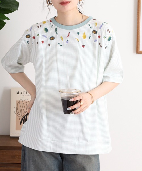 tシャツ EMAGO 野菜刺繍Ｔシャツ レディース 楽天市場】野菜刺繍Tシャツ emago レディース トップス