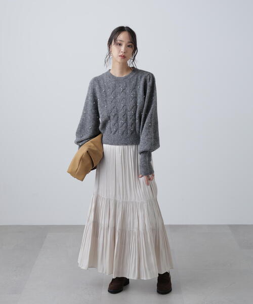 FREE'S MART（フリーズマート）の「◇シャイニーティアードスカート（スカート・レディース・ベージュ/ブラック/ホワイト/ブルー・MEDIUM/SMALL）」の22枚目の写真