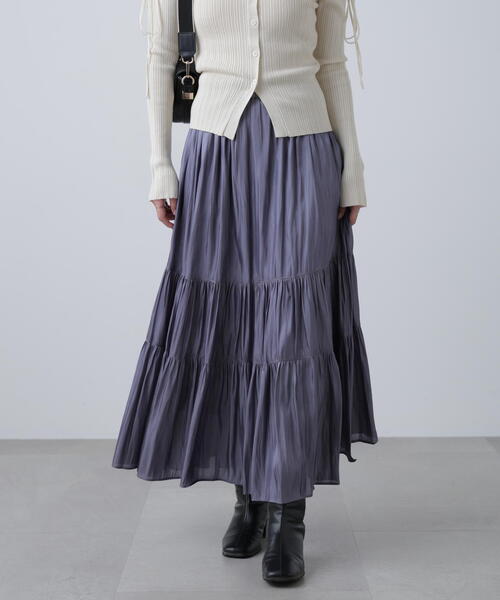 FREE'S MART（フリーズマート）の「◇シャイニーティアードスカート（スカート・レディース・ベージュ/ブラック/ホワイト/ブルー・MEDIUM/SMALL）」の4枚目の写真