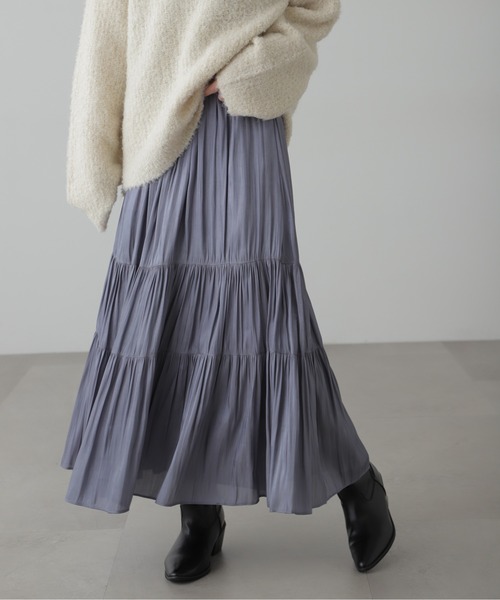 FREE'S MART（フリーズマート）の「◇シャイニーティアードスカート（スカート・レディース・ベージュ/ブラック/ホワイト/ブルー・MEDIUM/SMALL）」の6枚目の写真