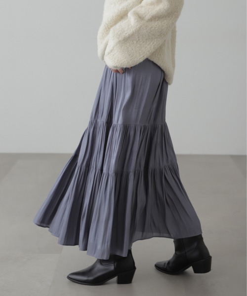 FREE'S MART（フリーズマート）の「◇シャイニーティアードスカート（スカート・レディース・ベージュ/ブラック/ホワイト/ブルー・MEDIUM/SMALL）」の5枚目の写真