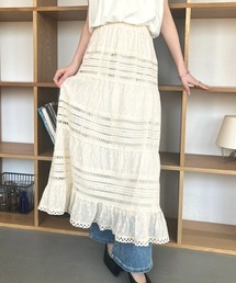 レースフレアロングスカート