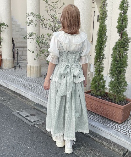 F i.n.t（フィント）の「ギンガムチェックティアードキャミワンピース