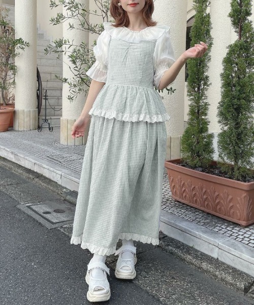 F i.n.t（フィント）の「ギンガムチェックティアードキャミワンピース