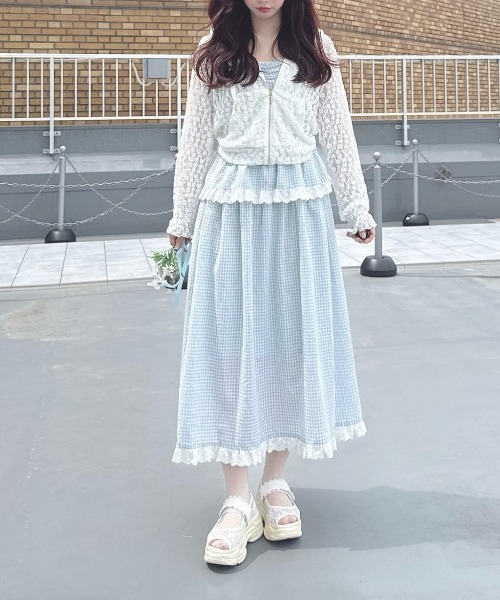 F i.n.t（フィント）の「ギンガムチェックティアードキャミワンピース