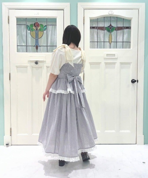 F i.n.t（フィント）の「ギンガムチェックティアードキャミワンピース（ワンピース・レディース・ライトグレー/ライトグリーン・FREE）」の18枚目の写真