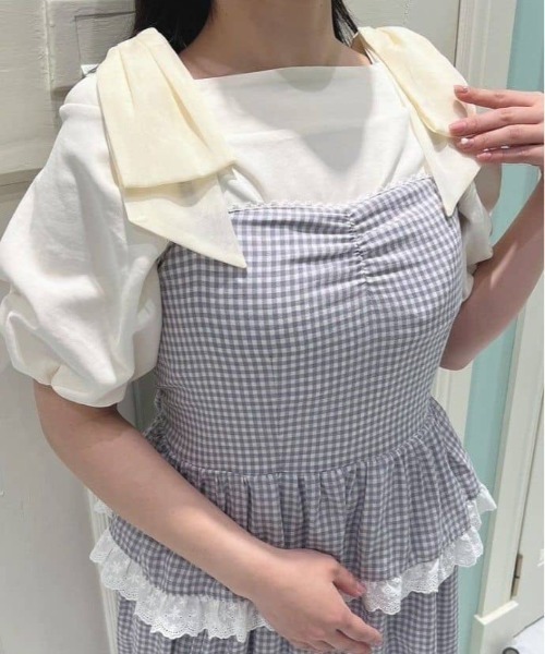 F i.n.t（フィント）の「ギンガムチェックティアードキャミワンピース（ワンピース・レディース・ライトグレー/ライトグリーン・FREE）」の20枚目の写真