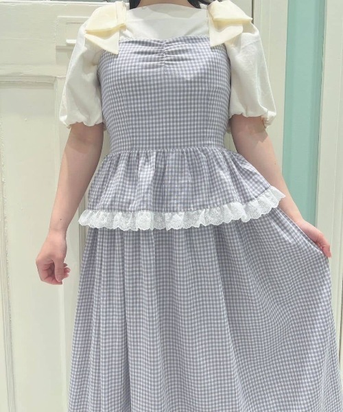 F i.n.t（フィント）の「ギンガムチェックティアードキャミワンピース（ワンピース・レディース・ライトグレー/ライトグリーン・FREE）」の21枚目の写真