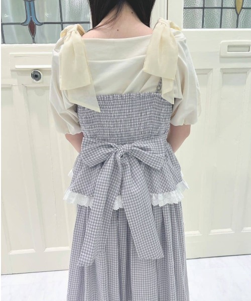 F i.n.t（フィント）の「ギンガムチェックティアードキャミワンピース
