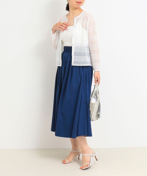 NOLLEY'S LIGHT（ノーリーズライト）の「シアーブロックカーディガン（カーディガン/ボレロ・レディース・ホワイト/ライトグレー/ブラック・38）」の4枚目の写真