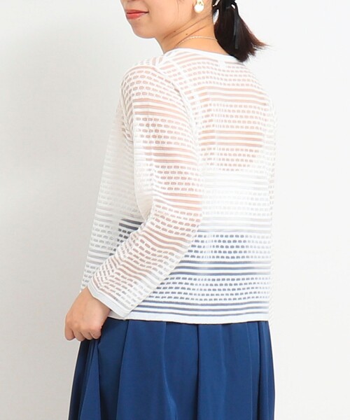 NOLLEY'S LIGHT（ノーリーズライト）の「シアーブロックカーディガン（カーディガン/ボレロ・レディース・ホワイト/ライトグレー/ブラック・38）」の8枚目の写真