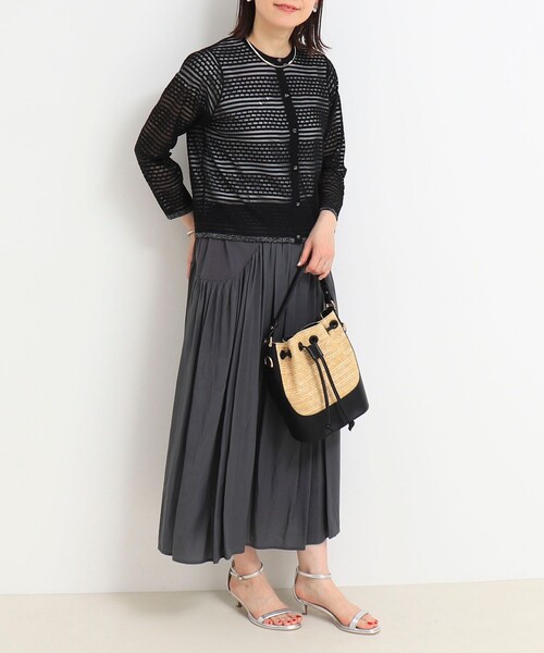 NOLLEY'S LIGHT（ノーリーズライト）の「シアーブロックカーディガン（カーディガン/ボレロ・レディース・ホワイト/ライトグレー/ブラック・38）」の10枚目の写真