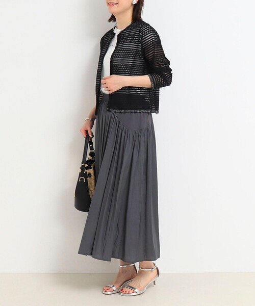 NOLLEY'S LIGHT（ノーリーズライト）の「シアーブロックカーディガン（カーディガン/ボレロ・レディース・ホワイト/ライトグレー/ブラック・38）」の12枚目の写真