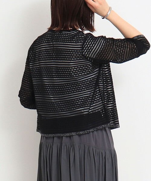 NOLLEY'S LIGHT（ノーリーズライト）の「シアーブロックカーディガン（カーディガン/ボレロ・レディース・ホワイト/ライトグレー/ブラック・38）」の15枚目の写真