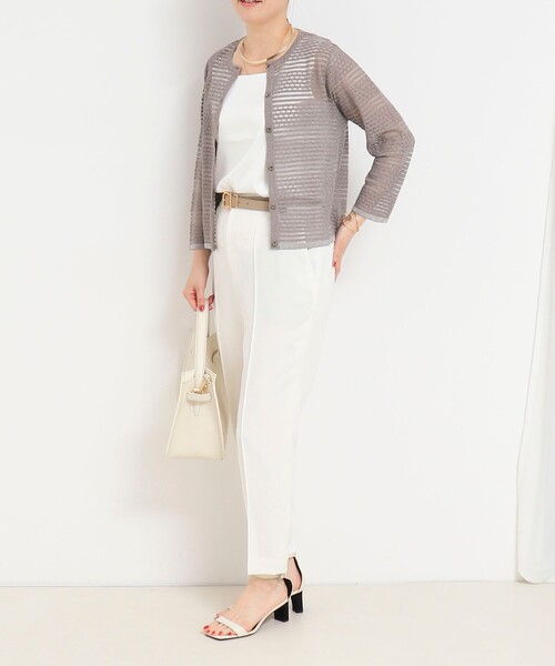 NOLLEY'S LIGHT（ノーリーズライト）の「シアーブロックカーディガン（カーディガン/ボレロ・レディース・ホワイト/ライトグレー/ブラック・38）」の19枚目の写真