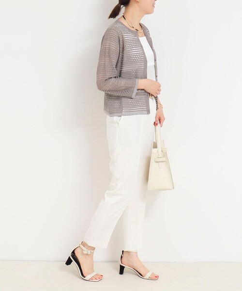 NOLLEY'S LIGHT（ノーリーズライト）の「シアーブロックカーディガン（カーディガン/ボレロ・レディース・ホワイト/ライトグレー/ブラック・38）」の21枚目の写真