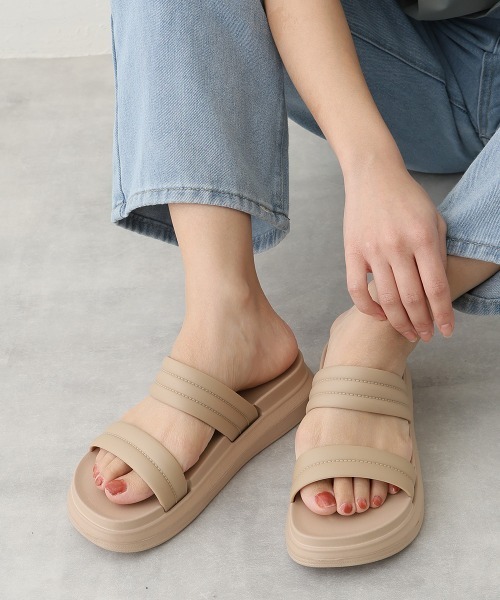DEMETER(デメテル)の「軽量 厚底ソール ダブルベルトサンダル(サンダル・レディース・ブラック/ベージュ・S/M/L/LL)」の2枚目の写真