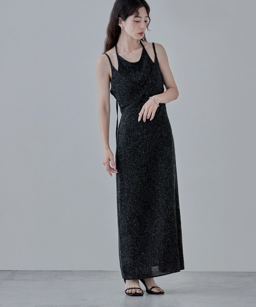 etoll.（エトル）の「レイヤード風ツイードキャミワンピース（ワンピース・レディース・アイボリー/ブラック/ブラウン・FREE）」の2枚目の写真