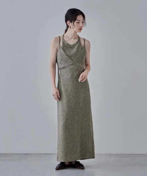 etoll.（エトル）の「レイヤード風ツイードキャミワンピース（ワンピース・レディース・アイボリー/ブラック/ブラウン・FREE）」の11枚目の写真