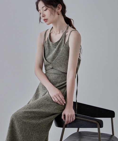 etoll.（エトル）の「レイヤード風ツイードキャミワンピース（ワンピース・レディース・アイボリー/ブラック/ブラウン・FREE）」の14枚目の写真