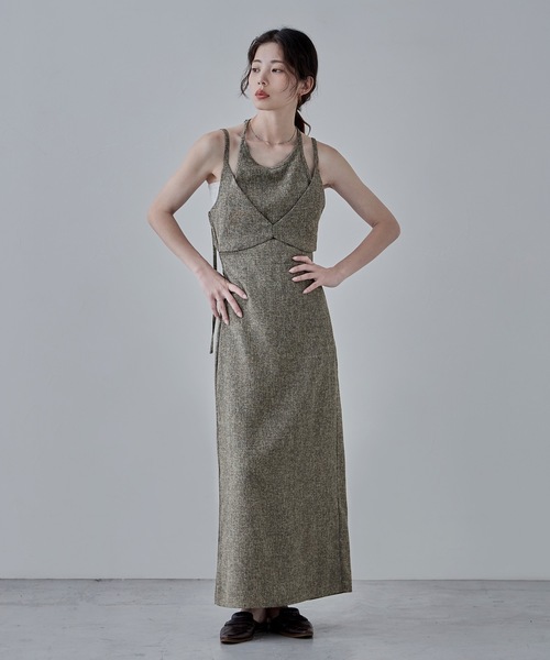 etoll.（エトル）の「レイヤード風ツイードキャミワンピース（ワンピース・レディース・アイボリー/ブラック/ブラウン・FREE）」の15枚目の写真