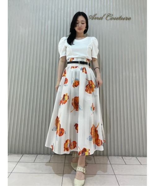 AND COUTURE（アンドクチュール）の「サンセットフラワータックフレアスカート（スカート・レディース・ブルー系その他/ホワイト系その他・SMALL/MEDIUM）」の10枚目の写真
