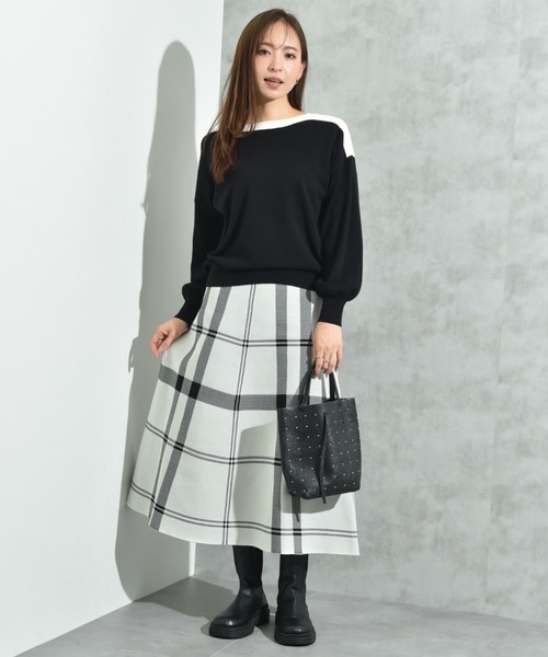 INTERPLANET(インタープラネット)の「BIGチェックニットスカート(スカート・レディース・ネイビー/ブラック/オフホワイト・FREE)」の13枚目の写真