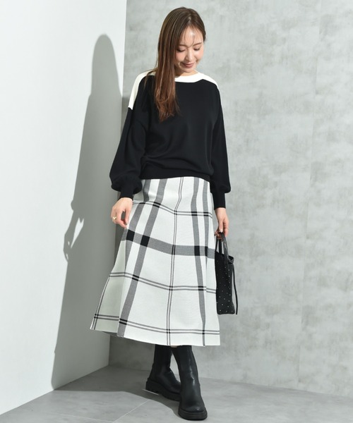 INTERPLANET(インタープラネット)の「BIGチェックニットスカート(スカート・レディース・ネイビー/ブラック/オフホワイト・FREE)」の14枚目の写真