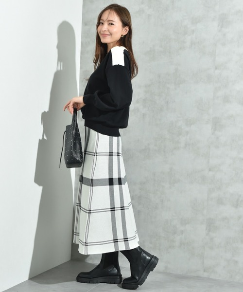 INTERPLANET(インタープラネット)の「BIGチェックニットスカート(スカート・レディース・ネイビー/ブラック/オフホワイト・FREE)」の15枚目の写真