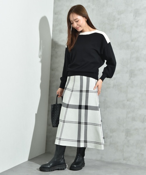 INTERPLANET(インタープラネット)の「BIGチェックニットスカート(スカート・レディース・ネイビー/ブラック/オフホワイト・FREE)」の16枚目の写真