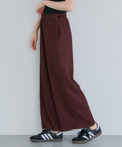 coca（coca）（コカ）の「クロスシャーリングサイドリボンパンツ シワ防止/吸水速乾（その他パンツ・レディース・ワイン/ブラック・S/L/M）」の2枚目の写真