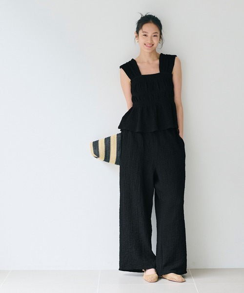 coca（coca）（コカ）の「クロスシャーリングサイドリボンパンツ シワ防止/吸水速乾（その他パンツ・レディース・ワイン/ブラック・S/L/M）」の15枚目の写真