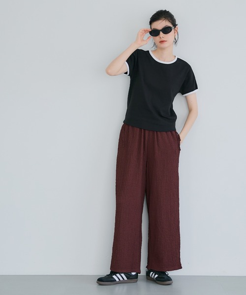 coca（coca）（コカ）の「クロスシャーリングサイドリボンパンツ シワ防止/吸水速乾（その他パンツ・レディース・ワイン/ブラック・S/L/M）」の18枚目の写真