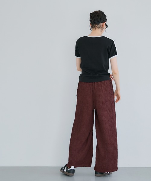 coca（coca）（コカ）の「クロスシャーリングサイドリボンパンツ シワ防止/吸水速乾（その他パンツ・レディース・ワイン/ブラック・S/L/M）」の20枚目の写真