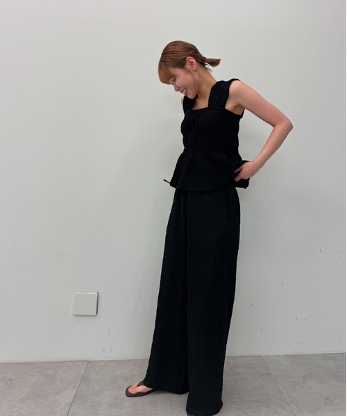 coca（coca）（コカ）の「クロスシャーリングサイドリボンパンツ シワ防止/吸水速乾（その他パンツ・レディース・ワイン/ブラック・S/L/M）」の8枚目の写真