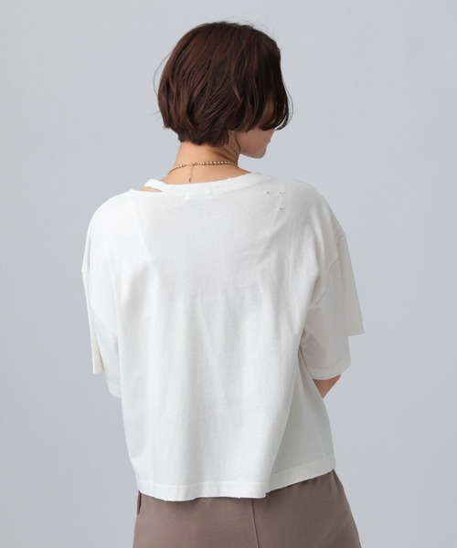 LEPSIM(レプシィム)の「カットアウトダメージT 492799(Tシャツ/カットソー・レディース・チャコールグレー/ブルー/アイボリー・FREE)」の6枚目の写真