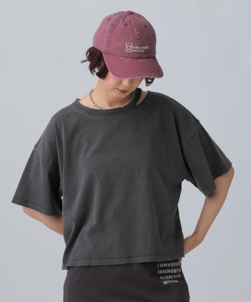 LEPSIM(レプシィム)の「カットアウトダメージT 492799(Tシャツ/カットソー・レディース・チャコールグレー/ブルー/アイボリー・FREE)」の11枚目の写真