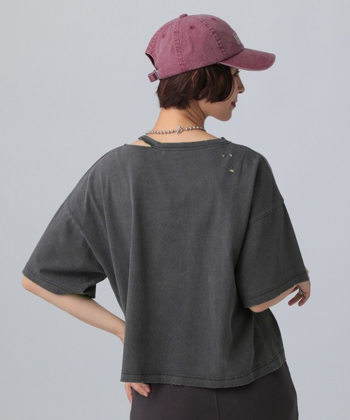 LEPSIM(レプシィム)の「カットアウトダメージT 492799(Tシャツ/カットソー・レディース・チャコールグレー/ブルー/アイボリー・FREE)」の12枚目の写真