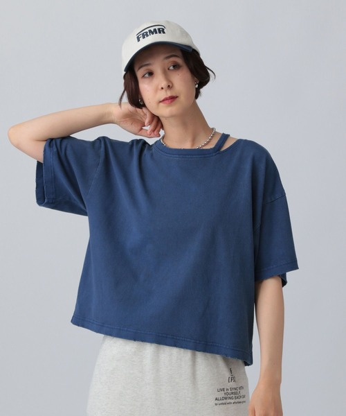 LEPSIM(レプシィム)の「カットアウトダメージT 492799(Tシャツ/カットソー・レディース・チャコールグレー/ブルー/アイボリー・FREE)」の17枚目の写真