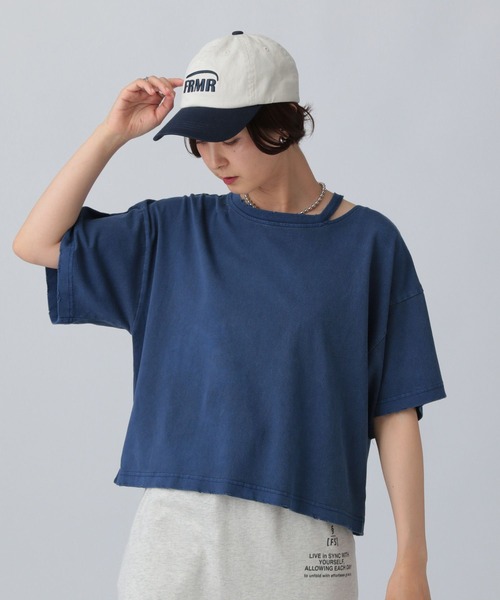 LEPSIM(レプシィム)の「カットアウトダメージT 492799(Tシャツ/カットソー・レディース・チャコールグレー/ブルー/アイボリー・FREE)」の18枚目の写真